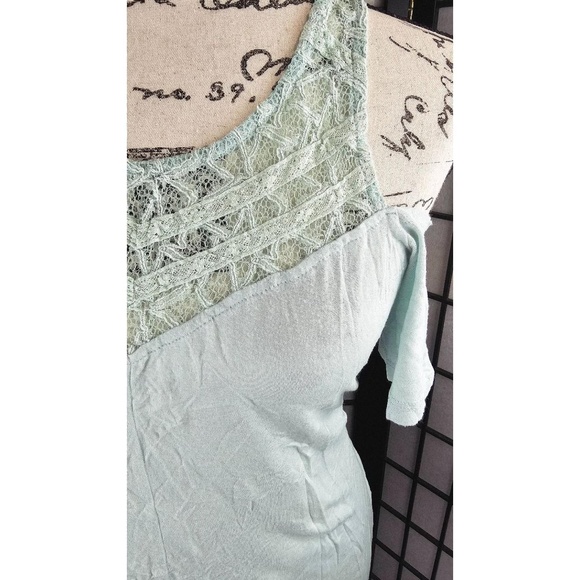 SELF ESTEEM Mint‎ Green Lace Trim Top Womens Medium - Picture 3 of 6